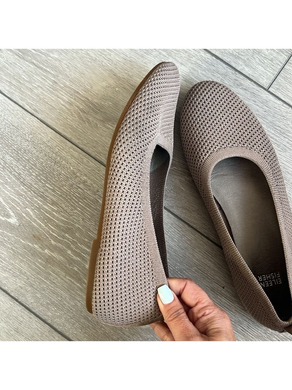 Eileen fisher Naomi recycles stretch knotted neutral round toe flats size 10 - Picture 8 of 14